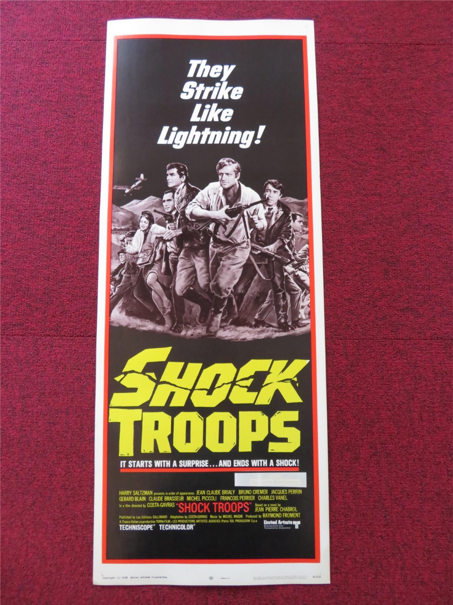 SHOCK TROOPS US INSERT (14"x 36") POSTER MICHEL PICCOLI GERARD BLAIN 1968 Rendezvous Cinema Movie posters