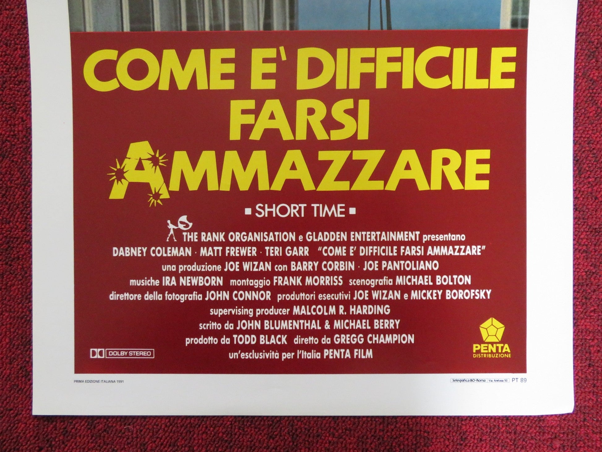 SHORT TIME ITALIAN LOCANDINA POSTER DABNEY COLEMAN MATT FREWER 1990 Rendezvous Cinema Movie posters