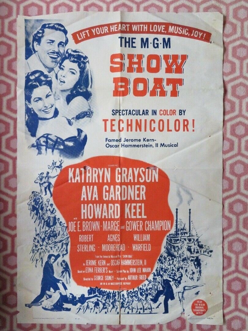 SHOW BOAT US ONE SHEET POSTER AVA GARDNER HOWARD KEEL AGNES MOOREHEAD Movie posters