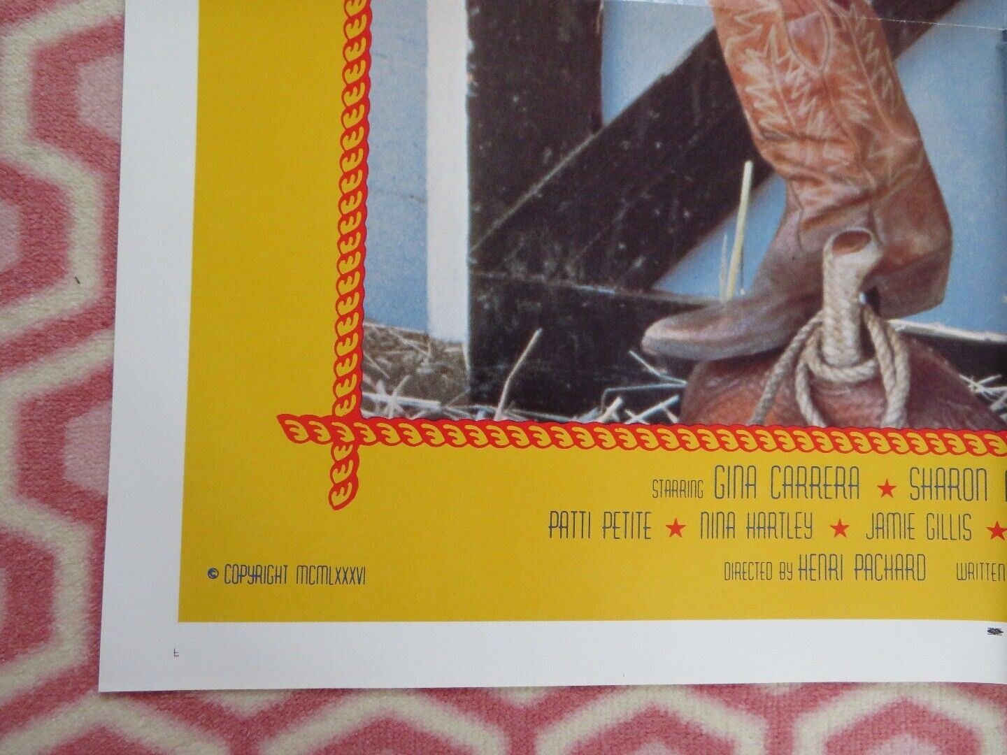 SHOWDOWN ADULT FOLDED US ONE SHEET POSTER GINA CARRERS SHARON MITCHELL 1985 - Rendezvous Cinema