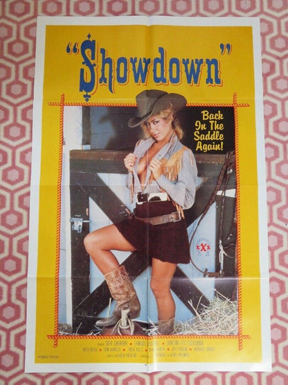 SHOWDOWN ADULT FOLDED US ONE SHEET POSTER GINA CARRERS SHARON MITCHELL 1985 - Rendezvous Cinema