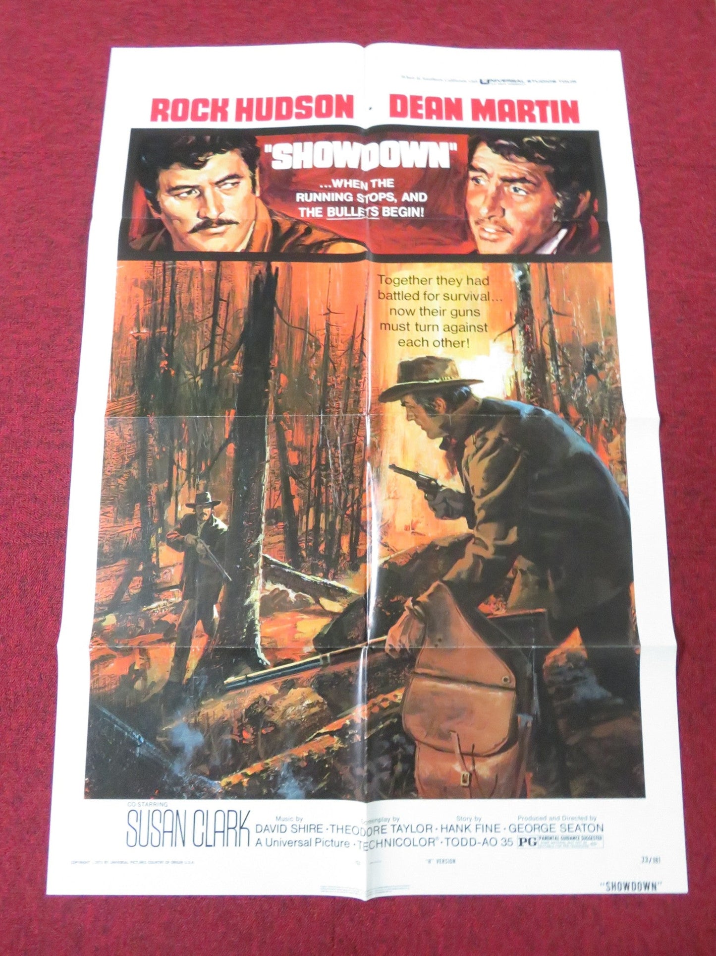 SHOWDOWN FOLDED US ONE SHEET POSTER ROCK HUDSON DEAN MARTIN 1973 Rendezvous Cinema Movie posters
