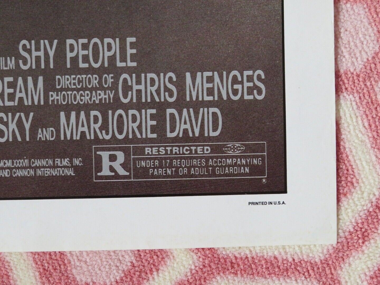 SHY PEOPLE FOLDED US ONE SHEET POSTER CANNON J CLAYBURGH B HERSHEY 1987 Movie posters