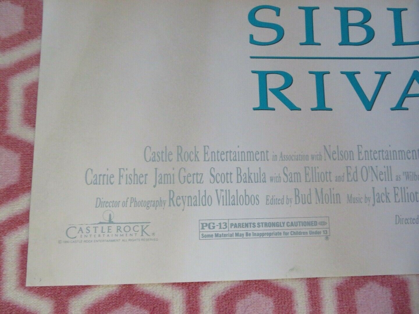 SIBLING RIVALRY US ONE SHEET POSTER KIRSTIE ALLEY BULL PULLMAN 1990 Movie posters