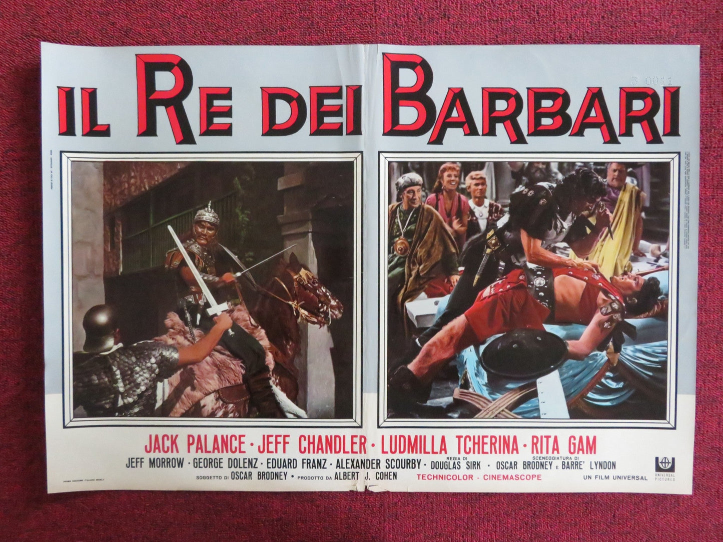 SIGN OF THE PAGAN - A ITALIAN FOTOBUSTA POSTER JACK PALANCE JEFF CHANDLER 1955 Rendezvous Cinema Movie posters