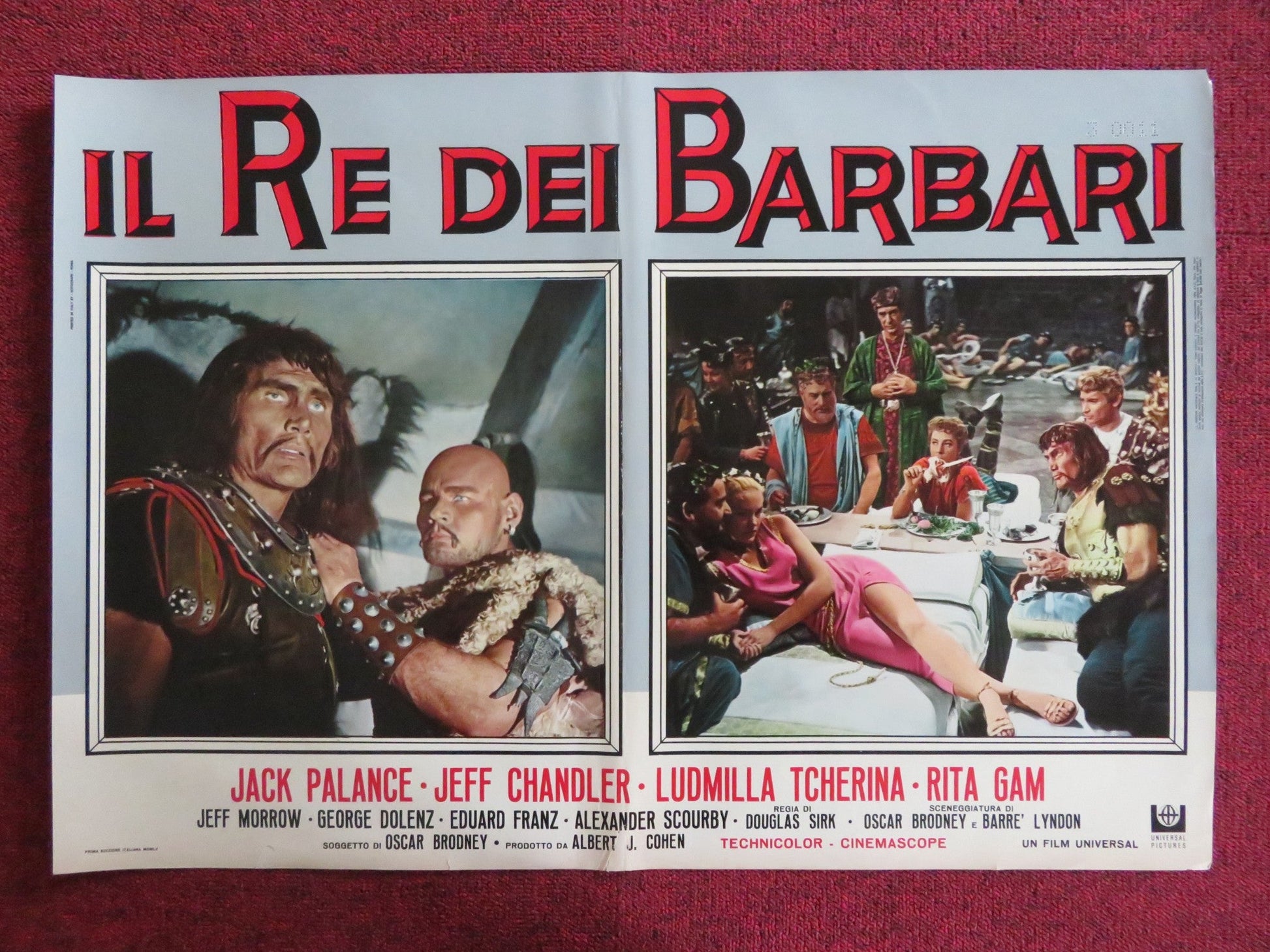 SIGN OF THE PAGAN - D ITALIAN FOTOBUSTA POSTER JACK PALANCE JEFF CHANDLER 1955 Rendezvous Cinema Movie posters