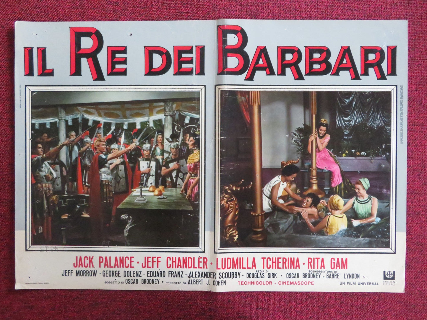 SIGN OF THE PAGAN - G ITALIAN FOTOBUSTA POSTER JACK PALANCE JEFF CHANDLER 1955 Rendezvous Cinema Movie posters