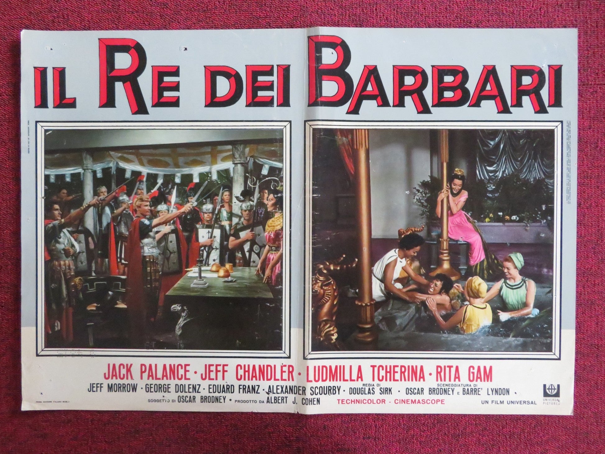 SIGN OF THE PAGAN - G ITALIAN FOTOBUSTA POSTER JACK PALANCE JEFF CHANDLER 1955 Rendezvous Cinema Movie posters