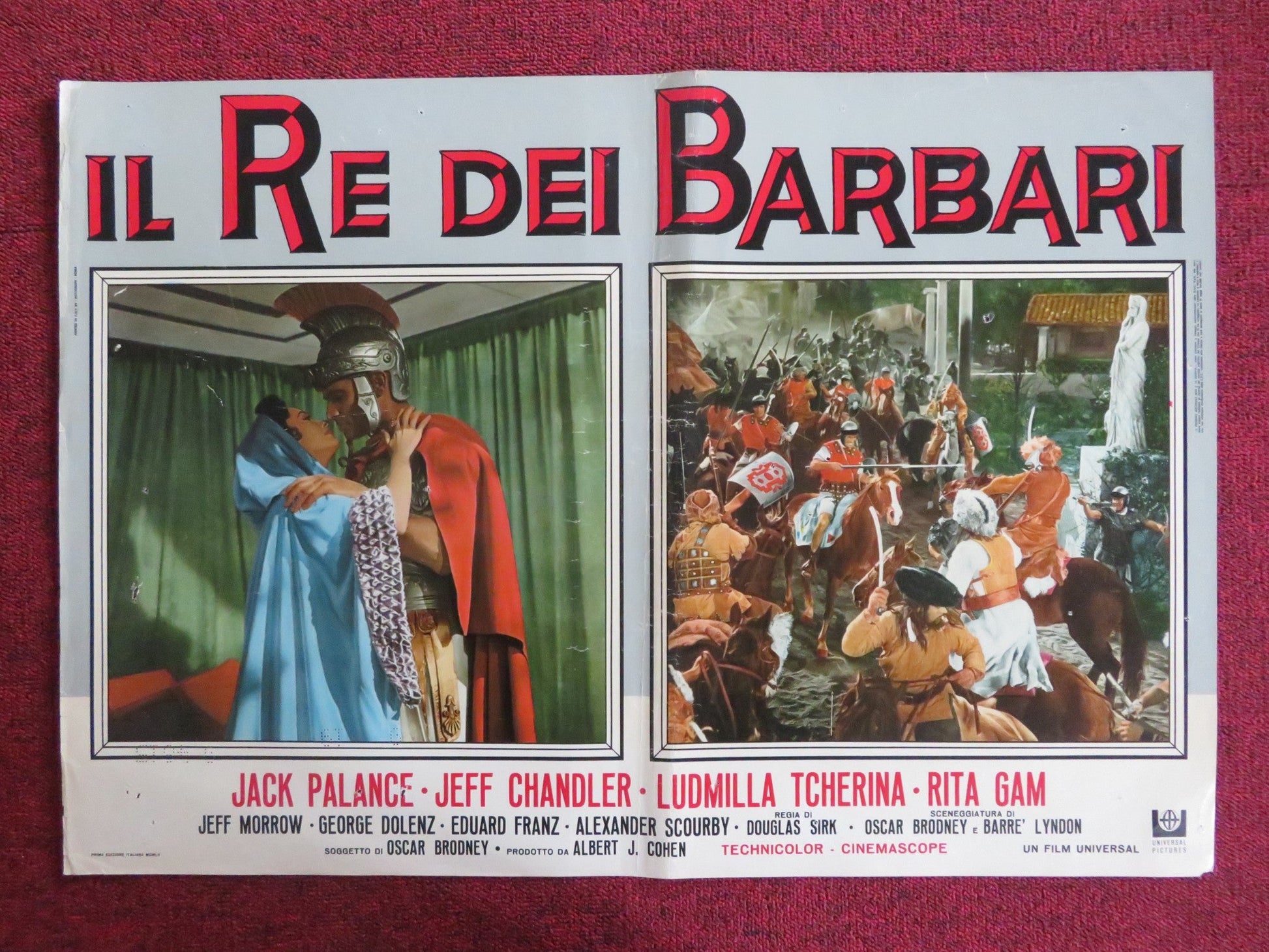 SIGN OF THE PAGAN - H ITALIAN FOTOBUSTA POSTER JACK PALANCE JEFF CHANDLER 1955 Rendezvous Cinema Movie posters