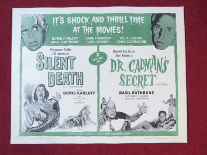 SILENT DEATH DR. CADMAN'S SECRET COMBO HALF SHEET (22"x 28") POSTER KARLOFF 1963 Rendezvous Cinema Movie posters