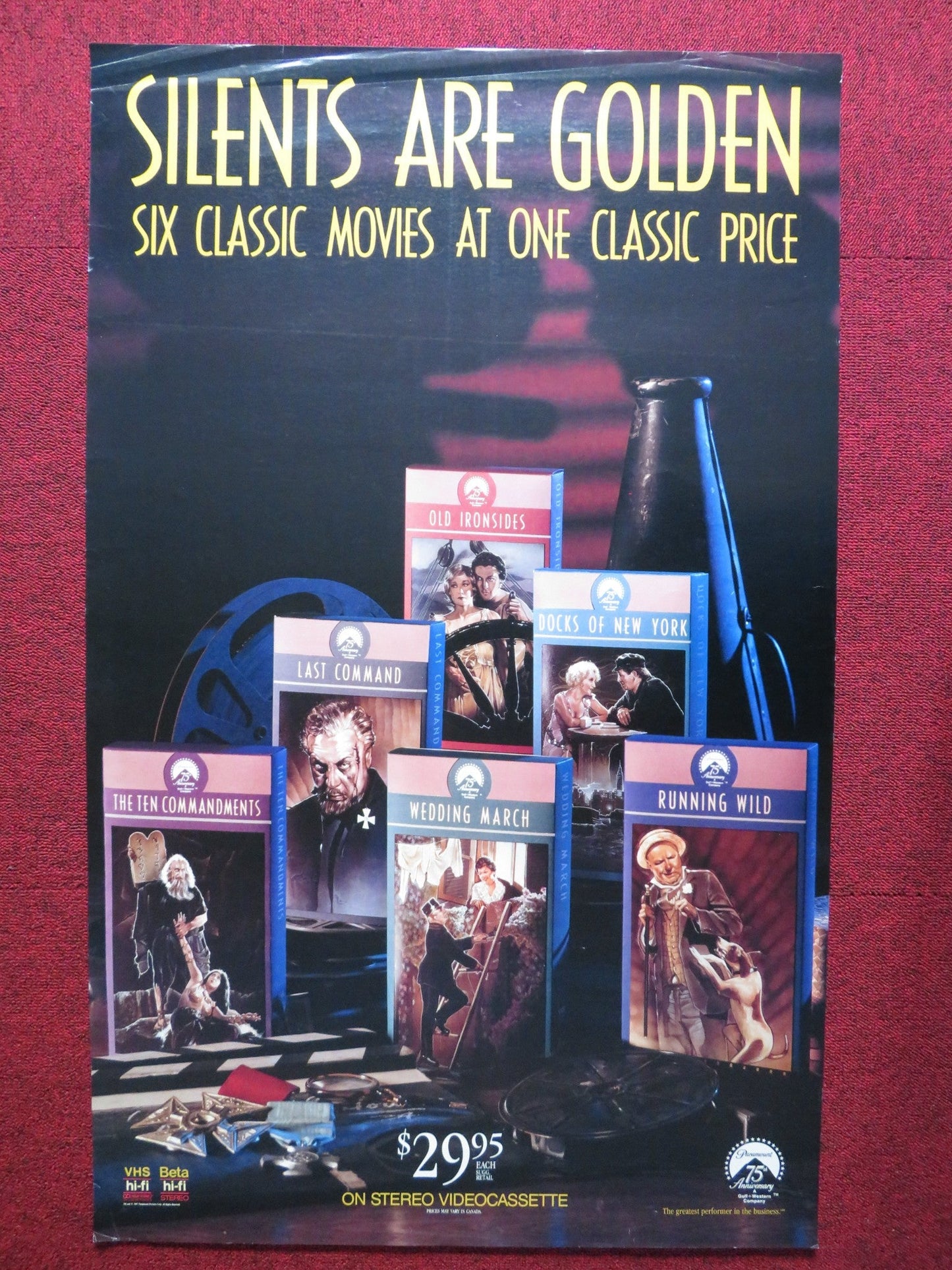 SILENT MOVIE COLLECTION US VHS ROLLED POSTER WEDDING MARCH 1987 Rendezvous Cinema Movie posters