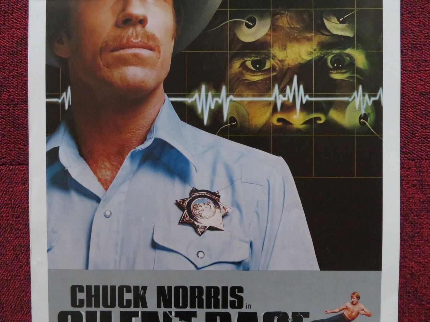 SILENT RAGE US INSERT (14"x 36") POSTER CHUCK NORRIS RON SLIVER 1982 Rendezvous Cinema Movie posters