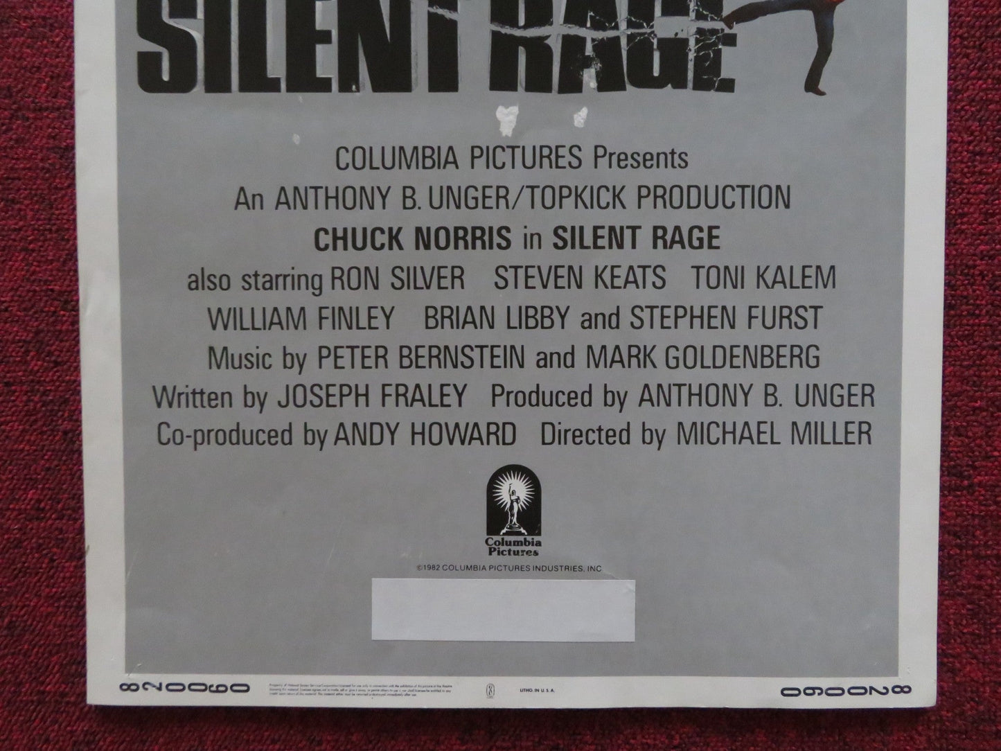 SILENT RAGE US INSERT (14"x 36") POSTER CHUCK NORRIS RON SLIVER 1982 Rendezvous Cinema Movie posters