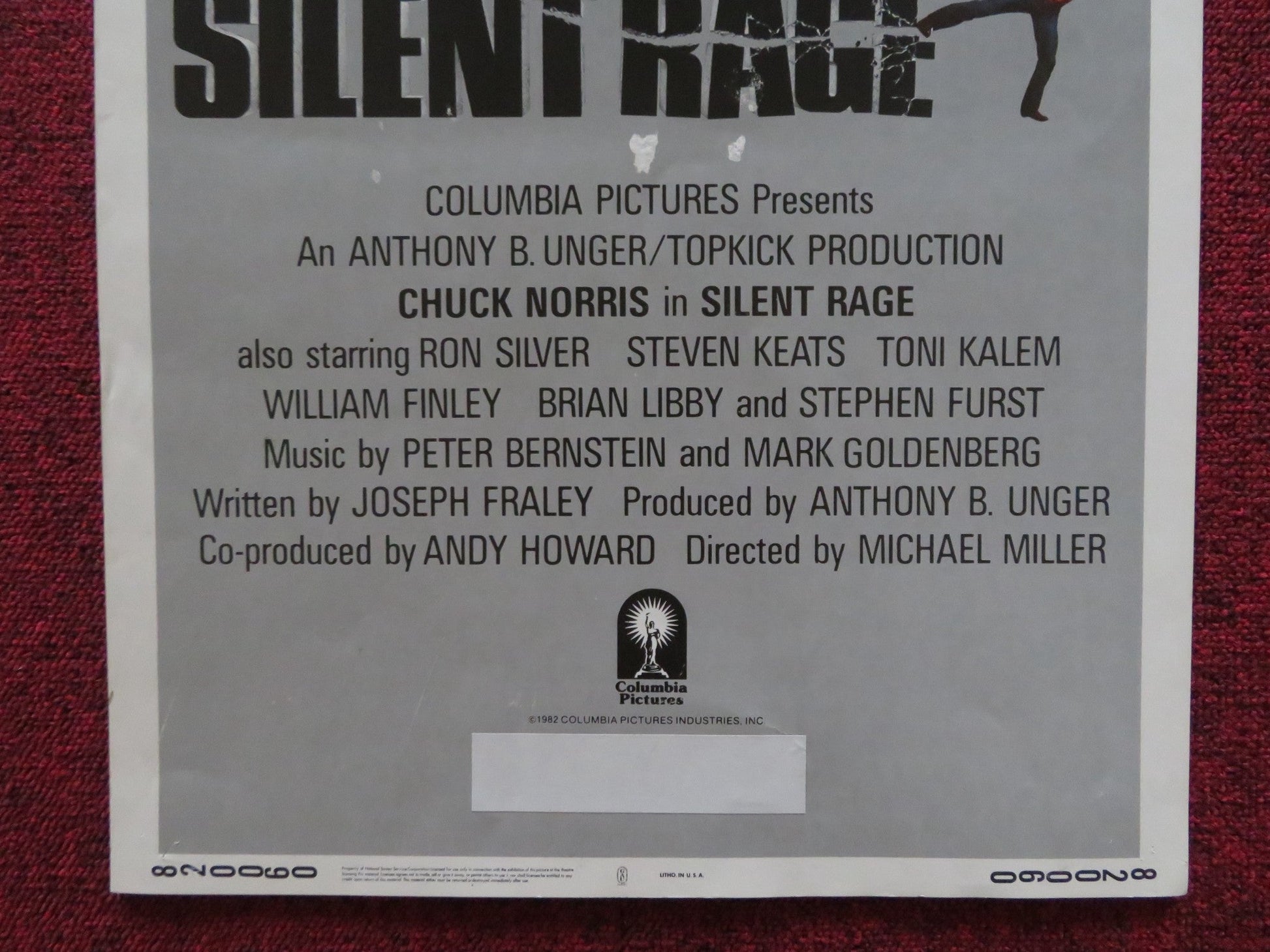 SILENT RAGE US INSERT (14"x 36") POSTER CHUCK NORRIS RON SLIVER 1982 Rendezvous Cinema Movie posters