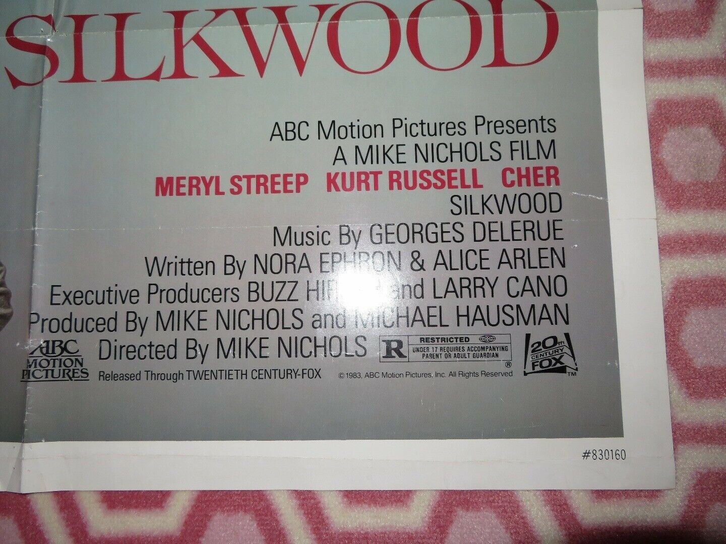 SILKWOOD US ONE SHEET POSTER MIKE NICHOLS MERYL STREEP CHER 1983 Movie posters
