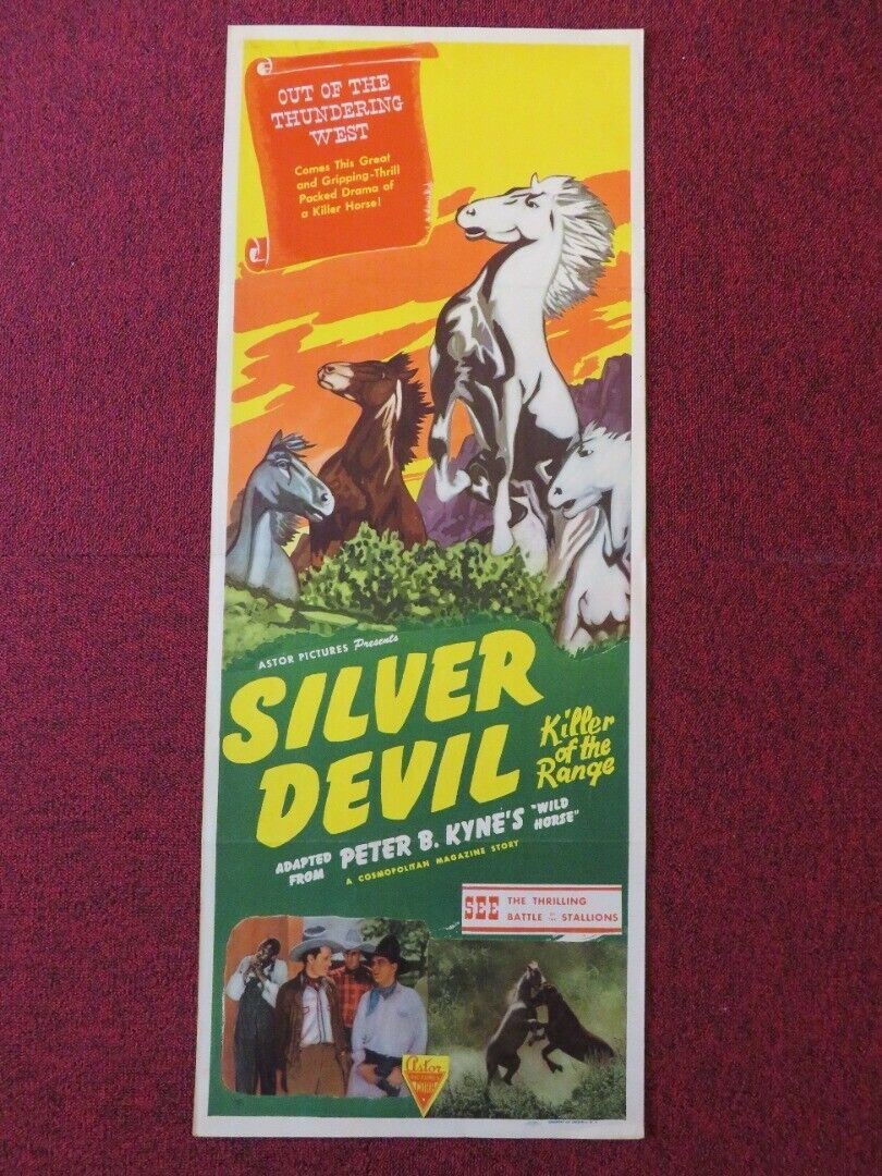 SILVER DEVIL / WILD HORSE US INSERT (14"x 36") POSTER HOOT GIBSON 1931 Movie posters