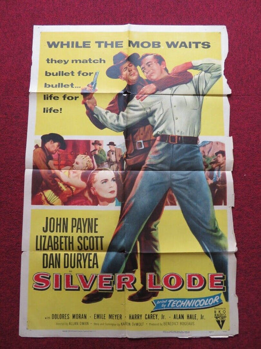 SILVER LODE FOLDED US ONE SHEET POSTER JOHN PAYNE LIZABETH SCOTT 1954 Movie posters