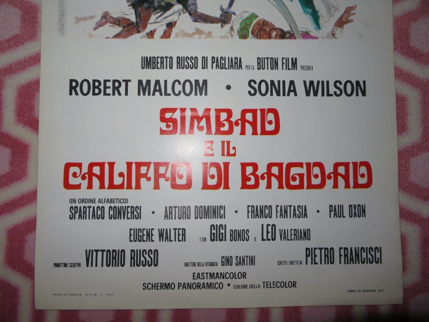 SIMBAD E IL CALIFFO DI BAGDAD ITALIAN LOCANDINA (27.5"x13") POSTER R MALCOM 1973 Movie posters
