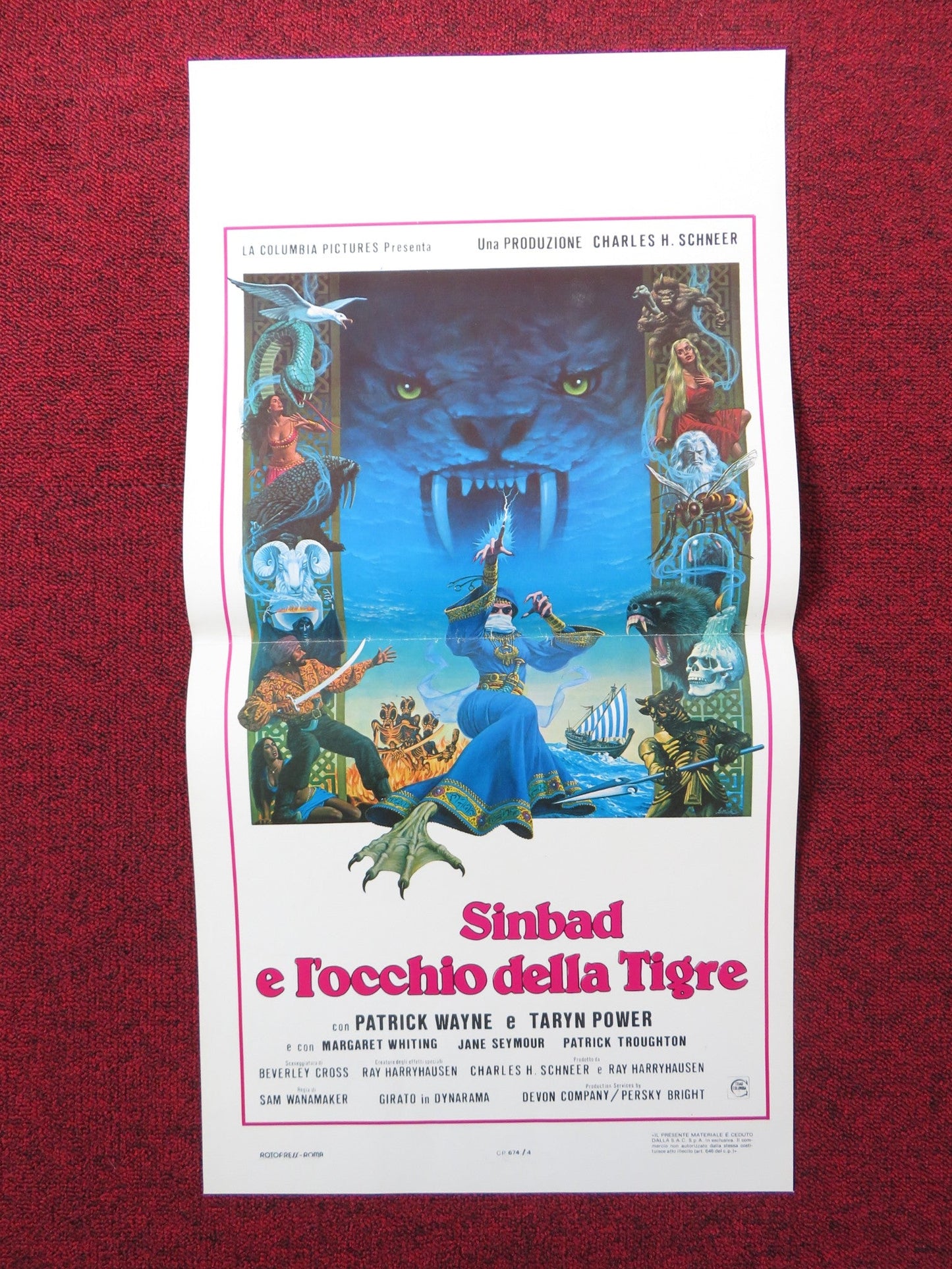 SINBAD AND THE EYE OF THE TIGER ITALIAN LOCANDINA POSTER PATRICK WAYNE 1977 Rendezvous Cinema Movie posters