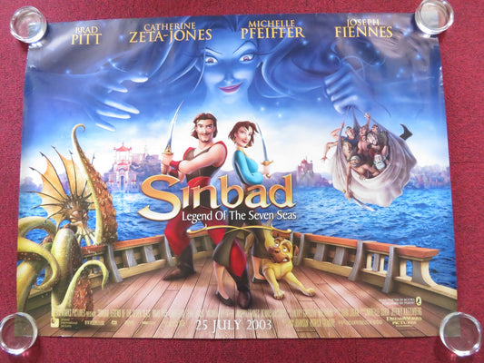SINBAD: LEGEND OF THE SEVEN SEAS UK QUAD (30"x 40") ROLLED POSTER BRAD PITT 2003 Rendezvous Cinema Movie posters