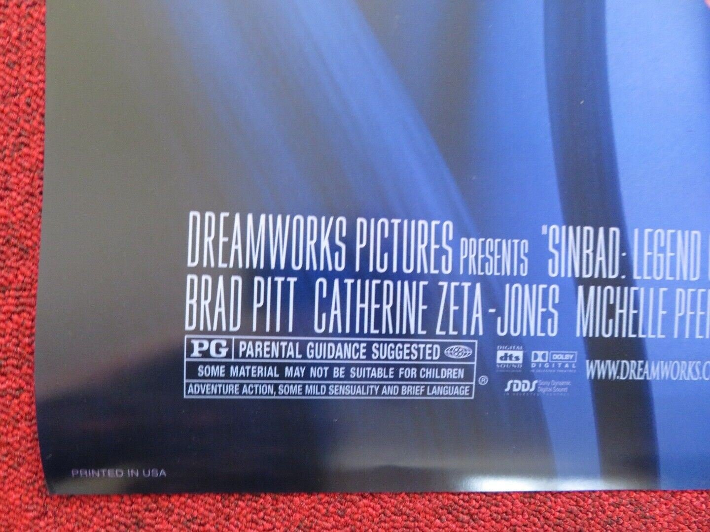 SINBAD LEGEND OF THE SEVEN SEAS US ONE SHEET ROLLED POSTER BRAD PITT 2003 Movie posters