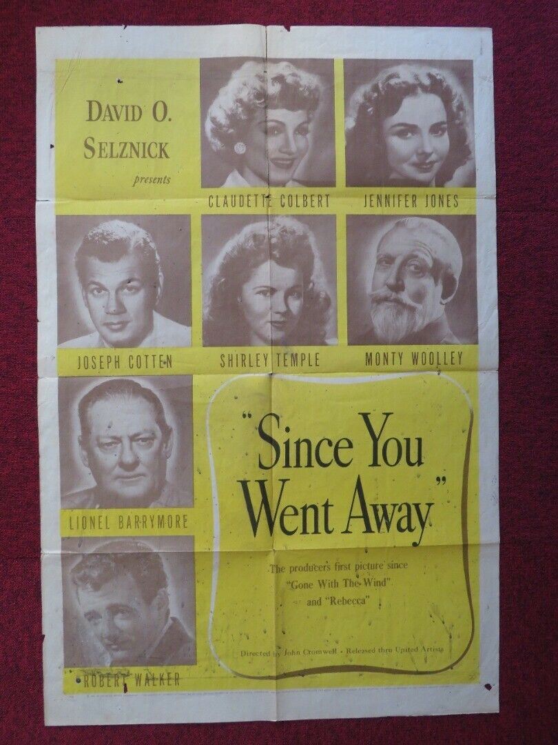 SINCE YOU WENT AWAY FOLDED US ONE SHEET POSTER SHIRLEY TEMPLE 1944 Movie posters