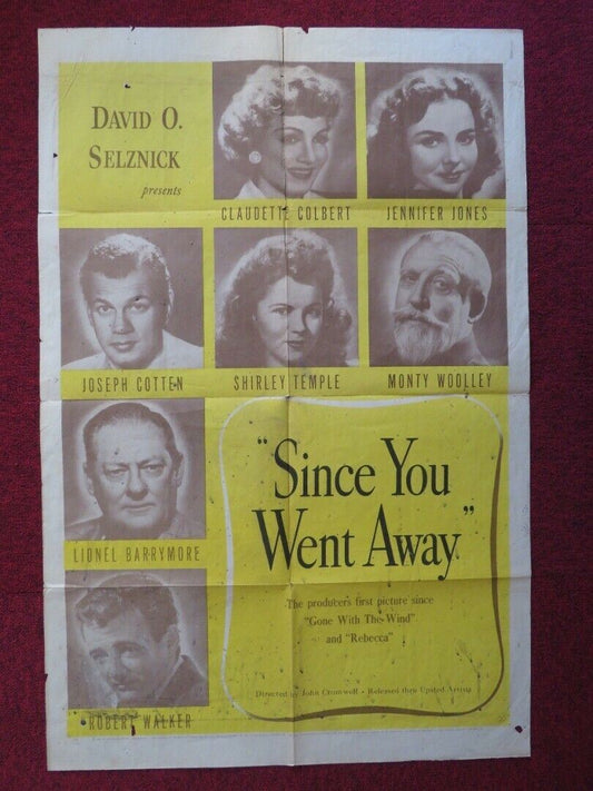 SINCE YOU WENT AWAY FOLDED US ONE SHEET POSTER SHIRLEY TEMPLE 1944 Movie posters