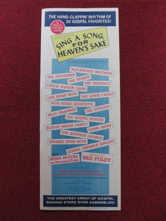 SING A SONG FOR HEAVEN'S SAKE US INSERT (14"x 36") POSTER MERLE KILGORE 1966 Rendezvous Cinema Movie posters