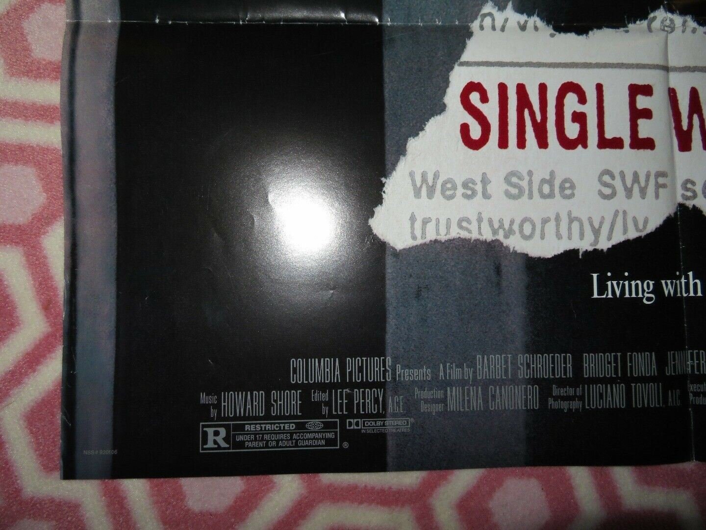 SINGLE WHITE FEMALE FOLDED US ONE SHEET POSTER BRIDGET FONDA 1992 Movie posters