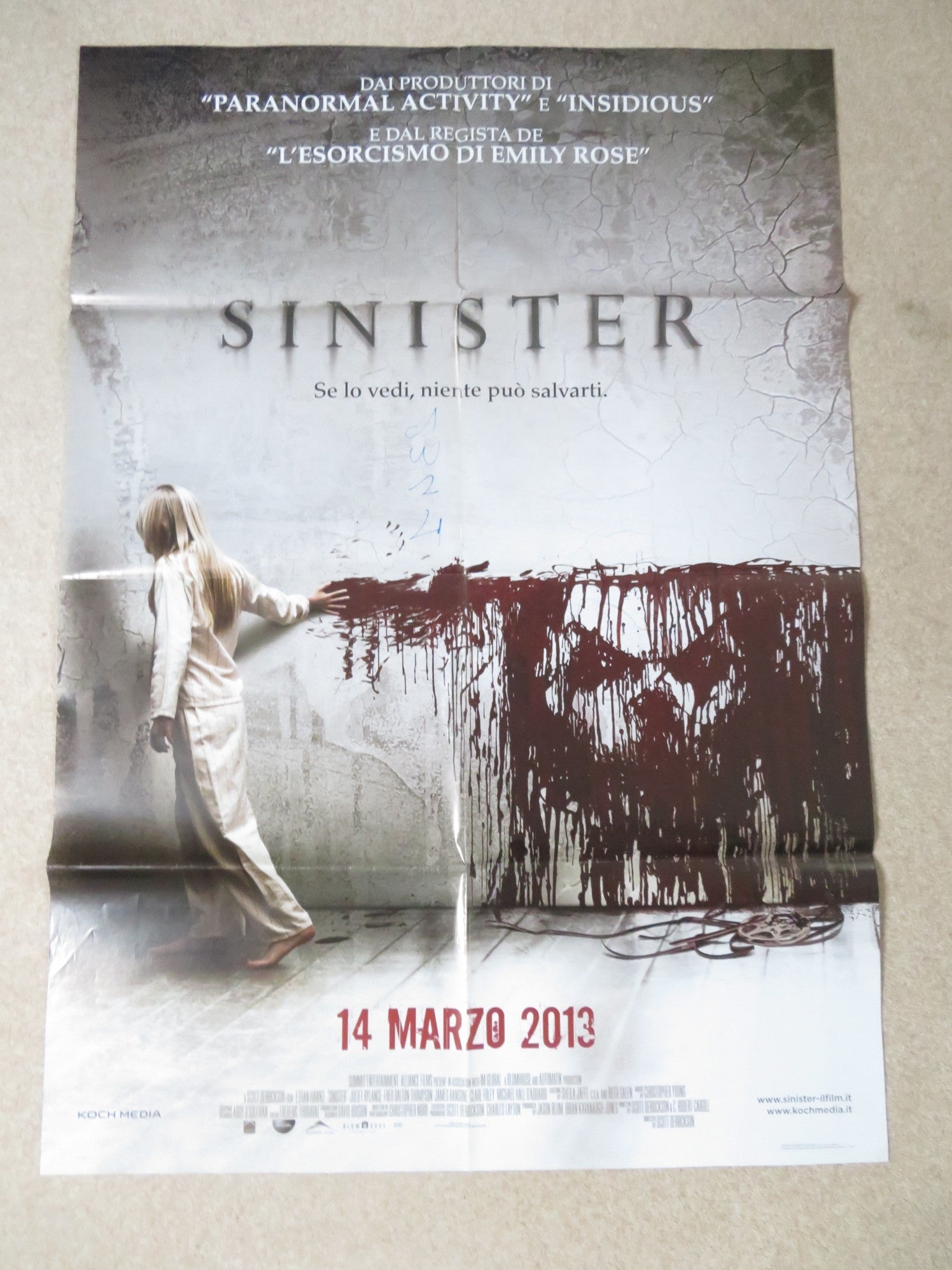 SINISTER ITALIAN 2 FOGLIO POSTER ETHAN HAWKE JULIET RYLANCE 2013 Rendezvous Cinema Movie posters