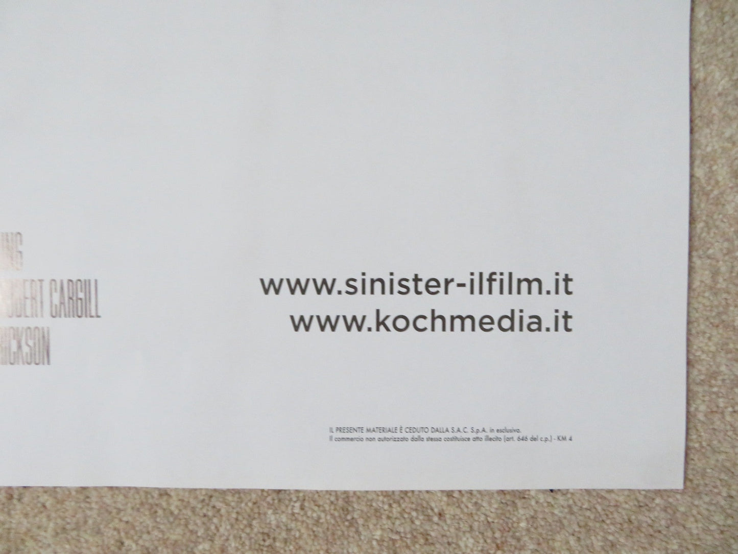 SINISTER ITALIAN 2 FOGLIO POSTER ETHAN HAWKE JULIET RYLANCE 2013 Rendezvous Cinema Movie posters