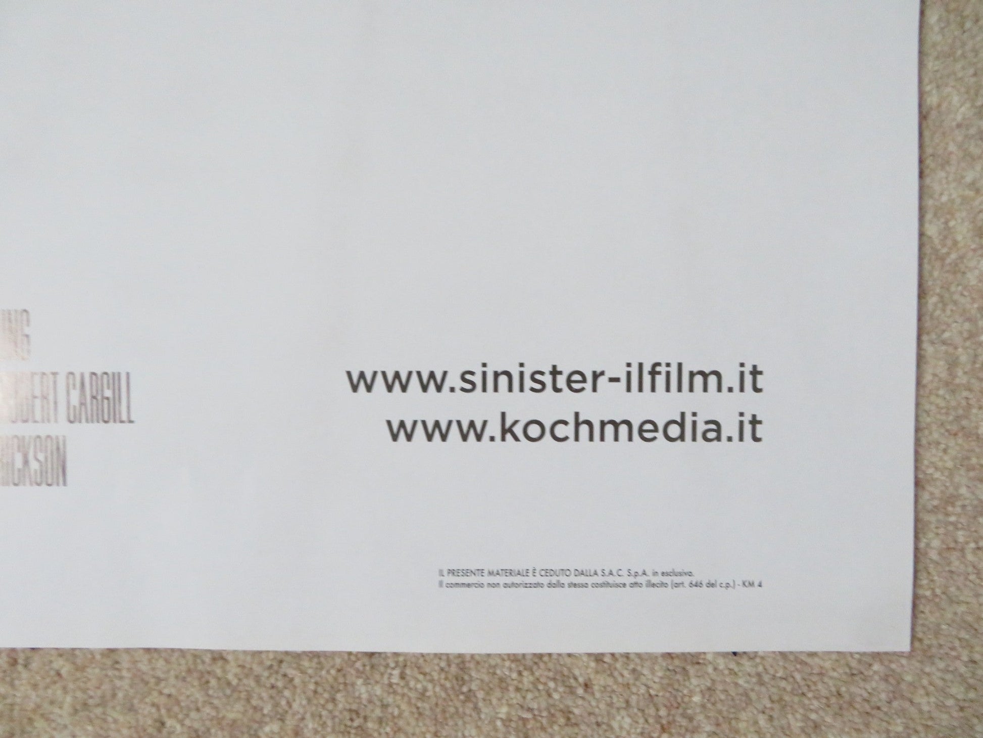 SINISTER ITALIAN 2 FOGLIO POSTER ETHAN HAWKE JULIET RYLANCE 2013 Rendezvous Cinema Movie posters