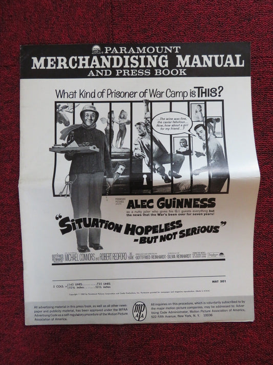 SITUATION HOPELESS - BUT NOT SERIOUS UNCUT PARAMOUNT FOLDED PRESS BOOK 1965 Rendezvous Cinema Movie posters
