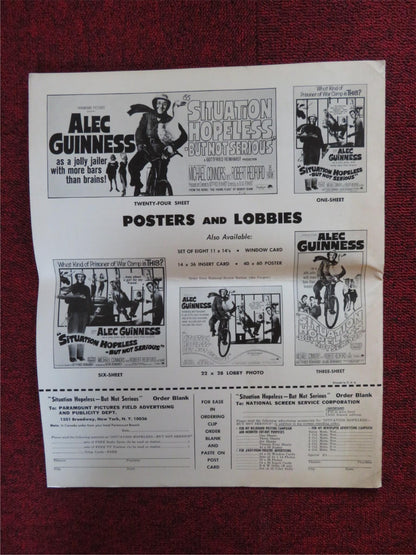 SITUATION HOPELESS - BUT NOT SERIOUS UNCUT PARAMOUNT FOLDED PRESS BOOK 1965 Rendezvous Cinema Movie posters