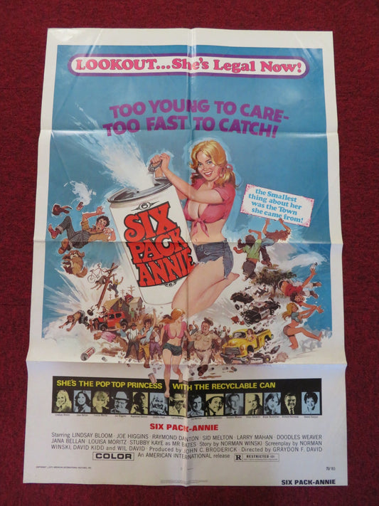 SIX PACK ANNIE FOLDED US ONE SHEET POSTER LINDSAY BLOOM JOE HIGGINS 1975 Rendezvous Cinema Movie posters