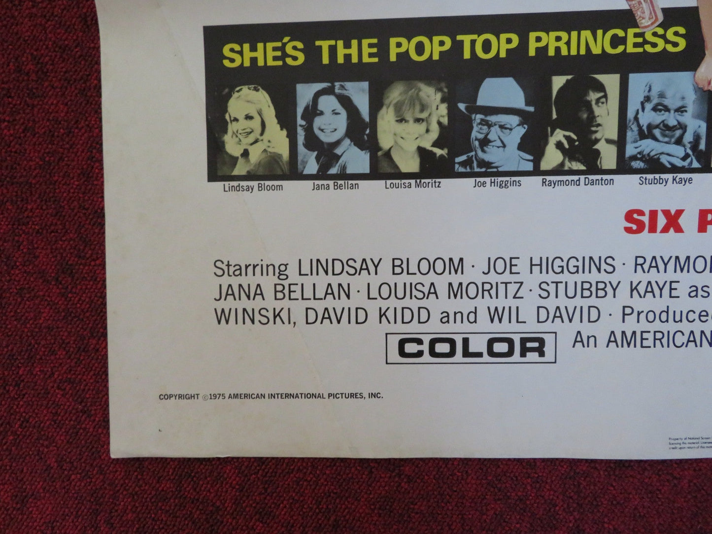 SIX PACK ANNIE FOLDED US ONE SHEET POSTER LINDSAY BLOOM JOE HIGGINS 1975 Rendezvous Cinema Movie posters