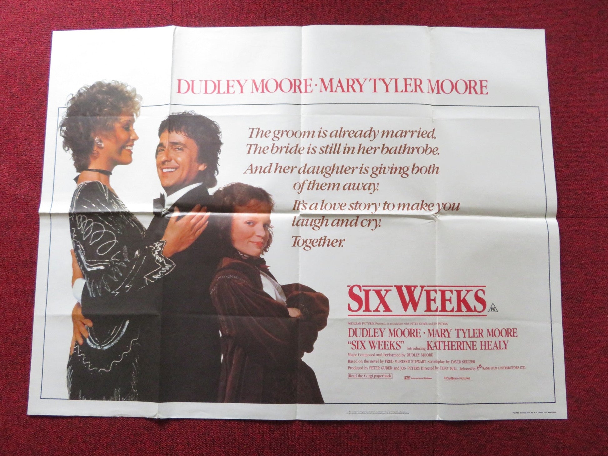 SIX WEEKS UK QUAD POSTER FOLDED DUDLEY MOORE MARY TYLER MOORE 1982 Rendezvous Cinema Movie posters