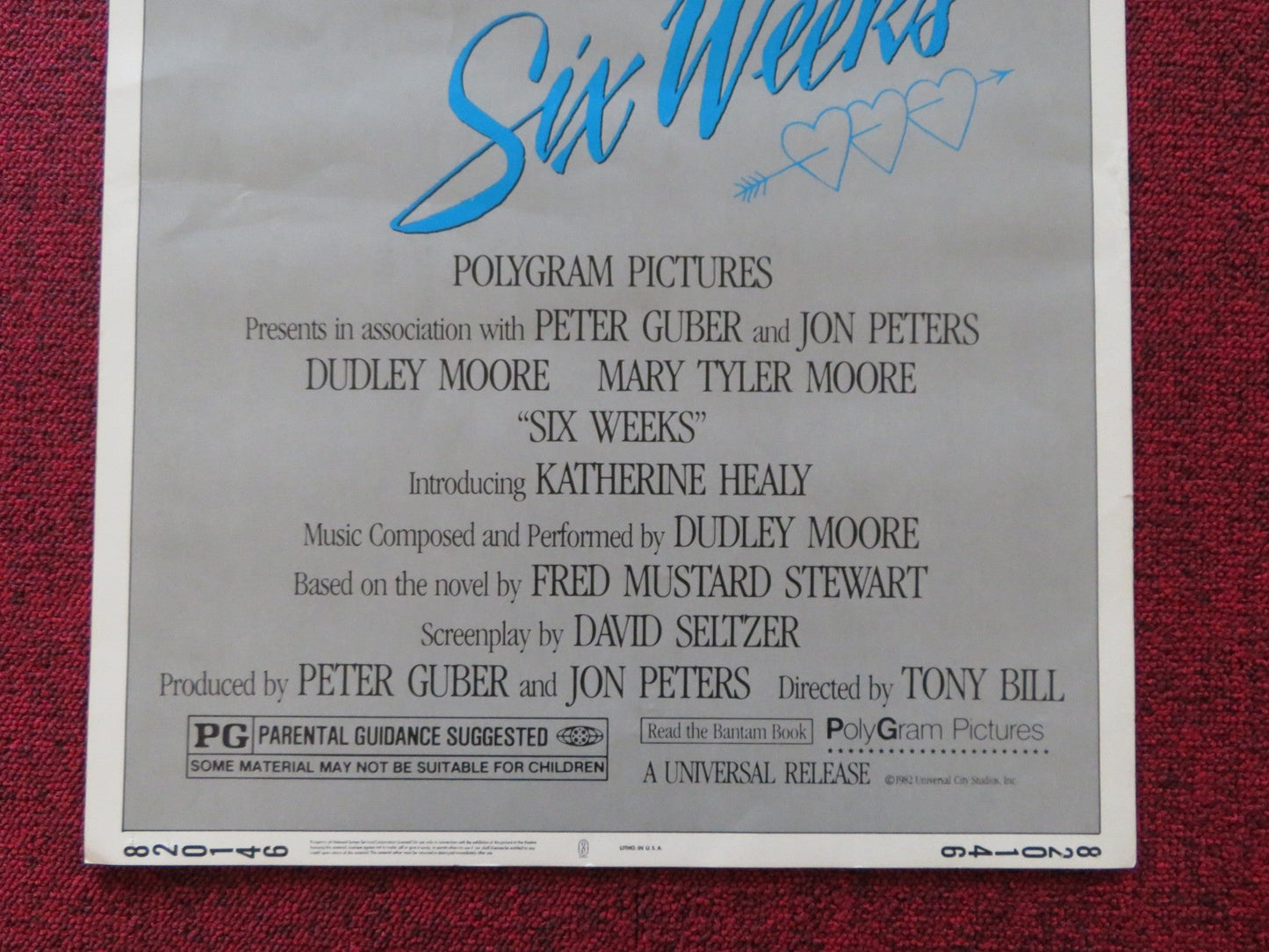 SIX WEEKS US INSERT (14"x 36") POSTER DUDLEY MOORE MARY TYLER MOORE 1982 Rendezvous Cinema Movie posters