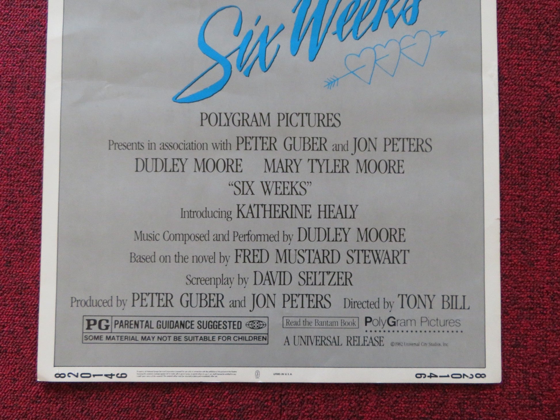 SIX WEEKS US INSERT (14"x 36") POSTER DUDLEY MOORE MARY TYLER MOORE 1982 Rendezvous Cinema Movie posters