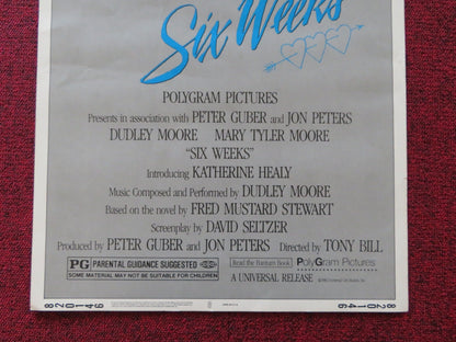 SIX WEEKS US INSERT (14"x 36") POSTER DUDLEY MOORE MARY TYLER MOORE 1982 Rendezvous Cinema Movie posters