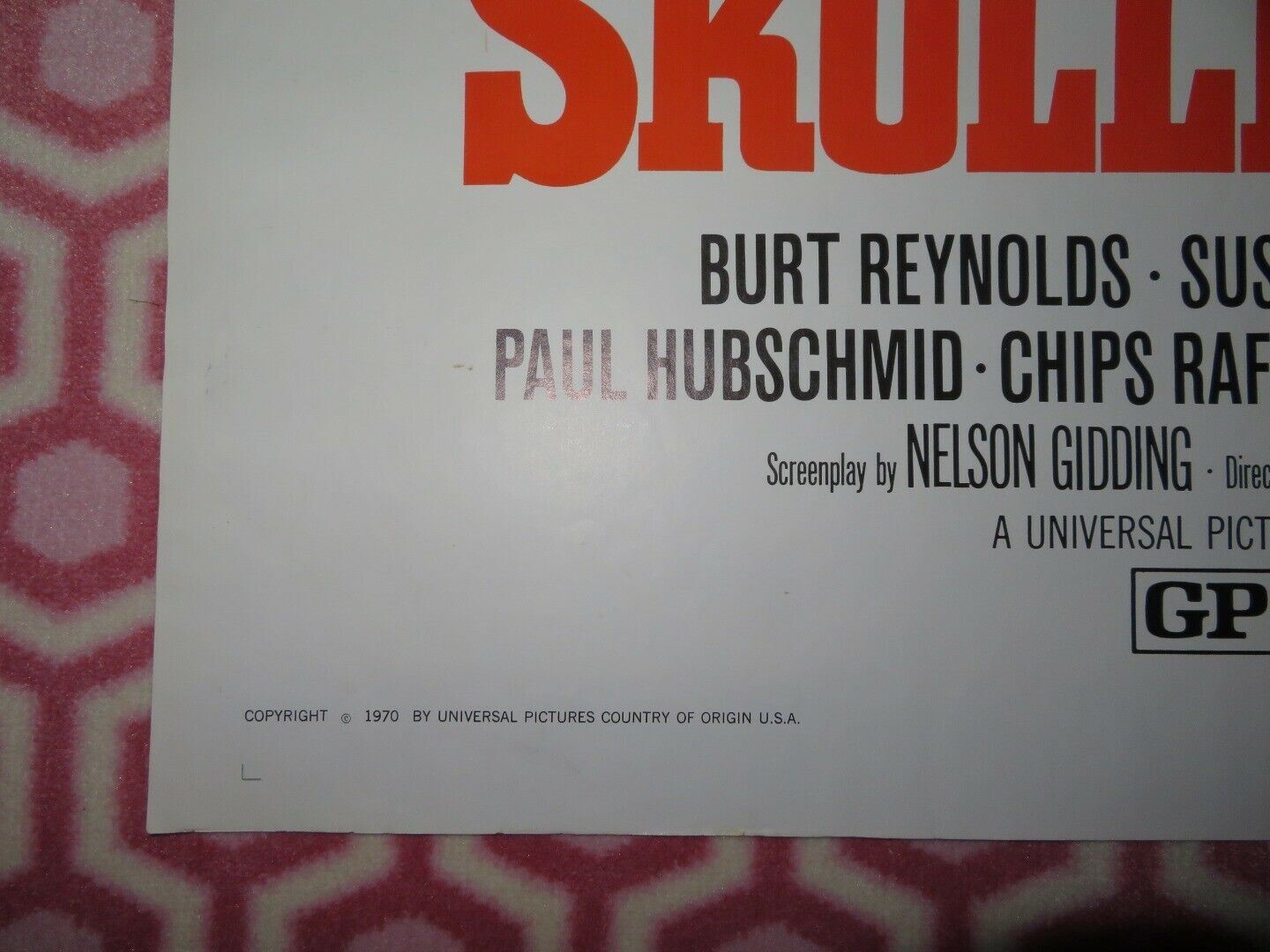 SKULLDUGGERY FOLDED US ONE SHEET POSTER BURT REYNOLDS SUSAN CLARK 1970 Movie posters