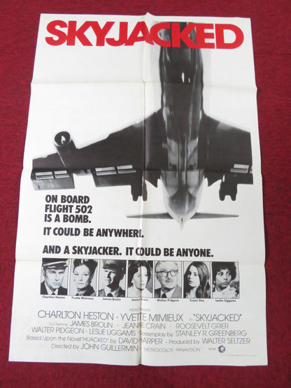 SKYJACKED FOLDED US ONE SHEET POSTER CHARLTON HESTON YVETTE MIMIEUX 1972 Rendezvous Cinema Movie posters