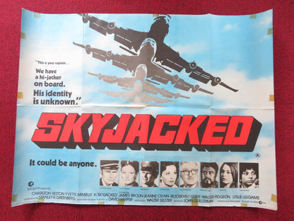 SKYJACKED UK QUAD POSTER FOLDED CHARLTON HESTON YVETTE MIMIEUX 1975 Rendezvous Cinema Movie posters