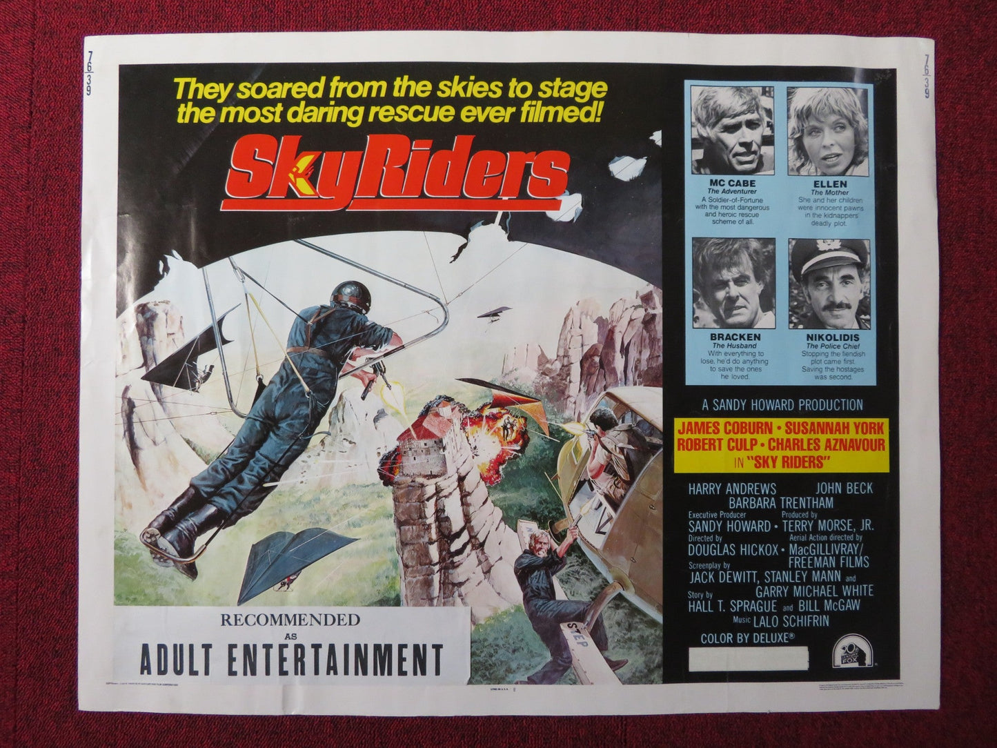 SKYRIDERS US HALF SHEET (22"x 28") POSTER JAMES COBURN ROBERT CULP 1976 Rendezvous Cinema Movie posters