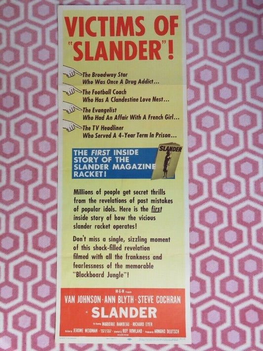 SLANDER US INSERT (14"x 36") POSTER VAN JOHNSON ANN BLYTH 1957 Movie posters