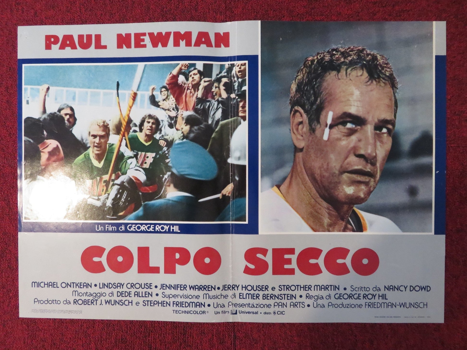 SLAP SHOT - A ITALIAN FOTOBUSTA POSTER PAUL NEWMAN MICHAEL ONTKEAN 1977 Rendezvous Cinema Movie posters