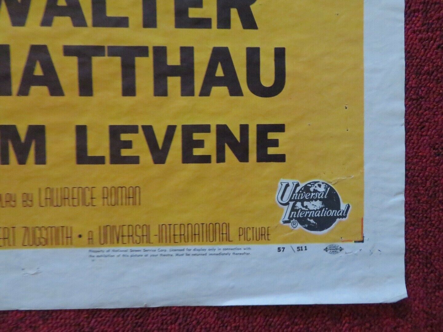 SLAUGHTER ON 10TH AVE. FOLDED US ONE SHEET POSTER RICHARD EGAN 1957 Movie posters