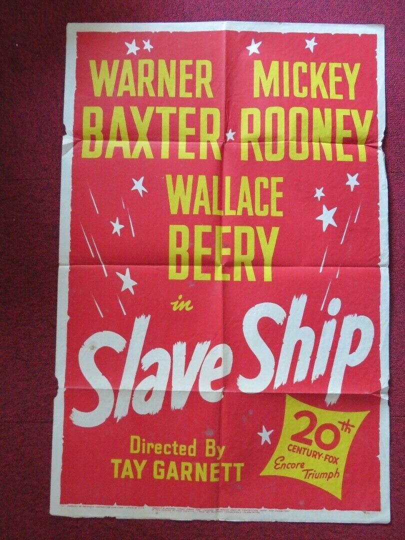 SLAVE SHIP FOLDED US ONE SHEET POSTER MICKEY ROONEY WARNER BAXTER 1948 Movie posters