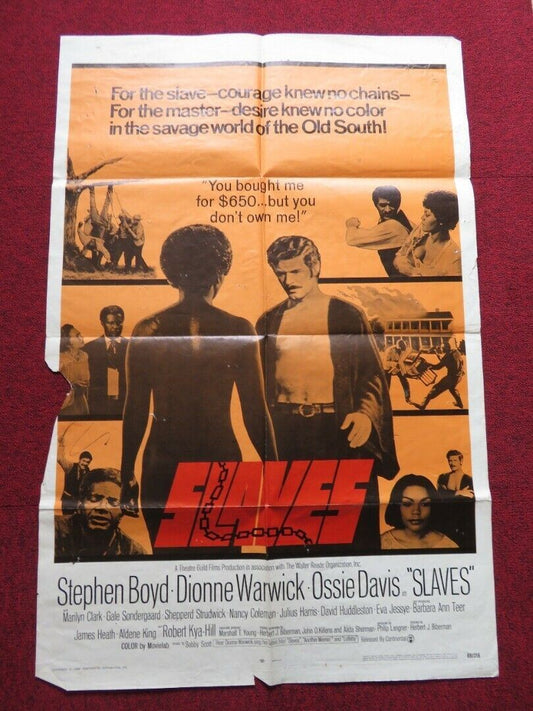 SLAVES FOLDED US ONE SHEET POSTER STEPHEN BOYD DIONNE WARWICK 1969 - Rendezvous Cinema