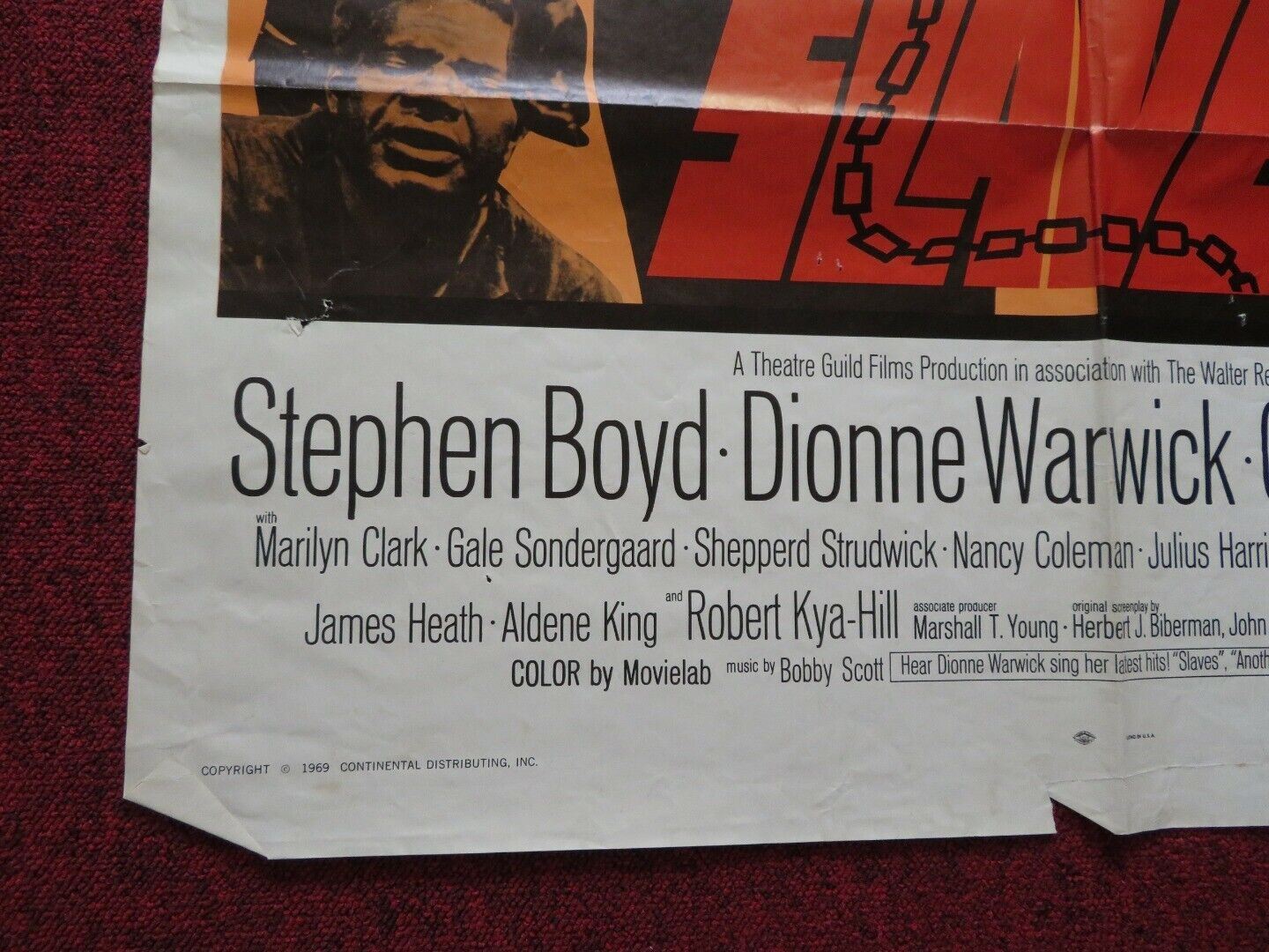 SLAVES FOLDED US ONE SHEET POSTER STEPHEN BOYD DIONNE WARWICK 1969 - Rendezvous Cinema